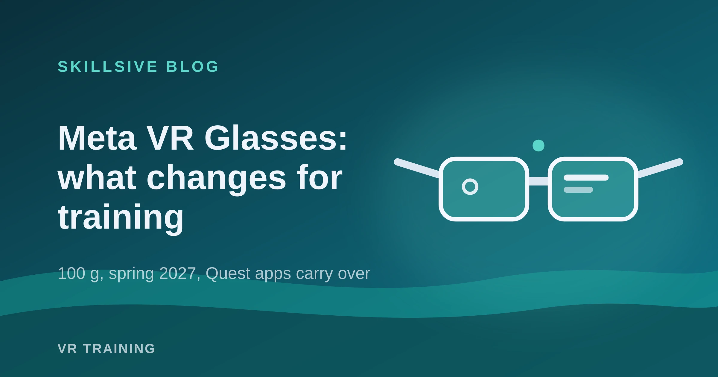 Illustration of lightweight VR glasses on a teal background, the new form factor Meta announced at Connect 2026