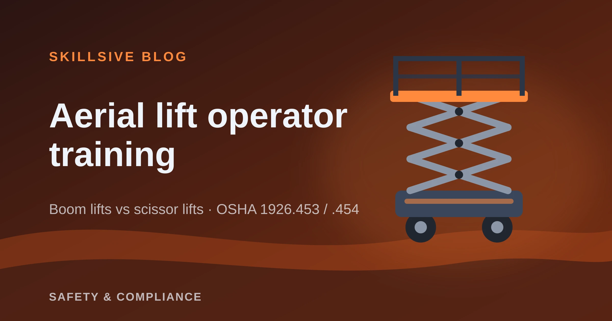 Illustration of a boom lift next to the title Aerial lift operator training